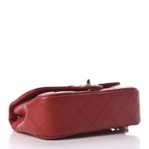 CHANEL CC Red Lambskin Quilted Extra Mini V For Victory Peace crossbody flap bag - Picture 7 of 11